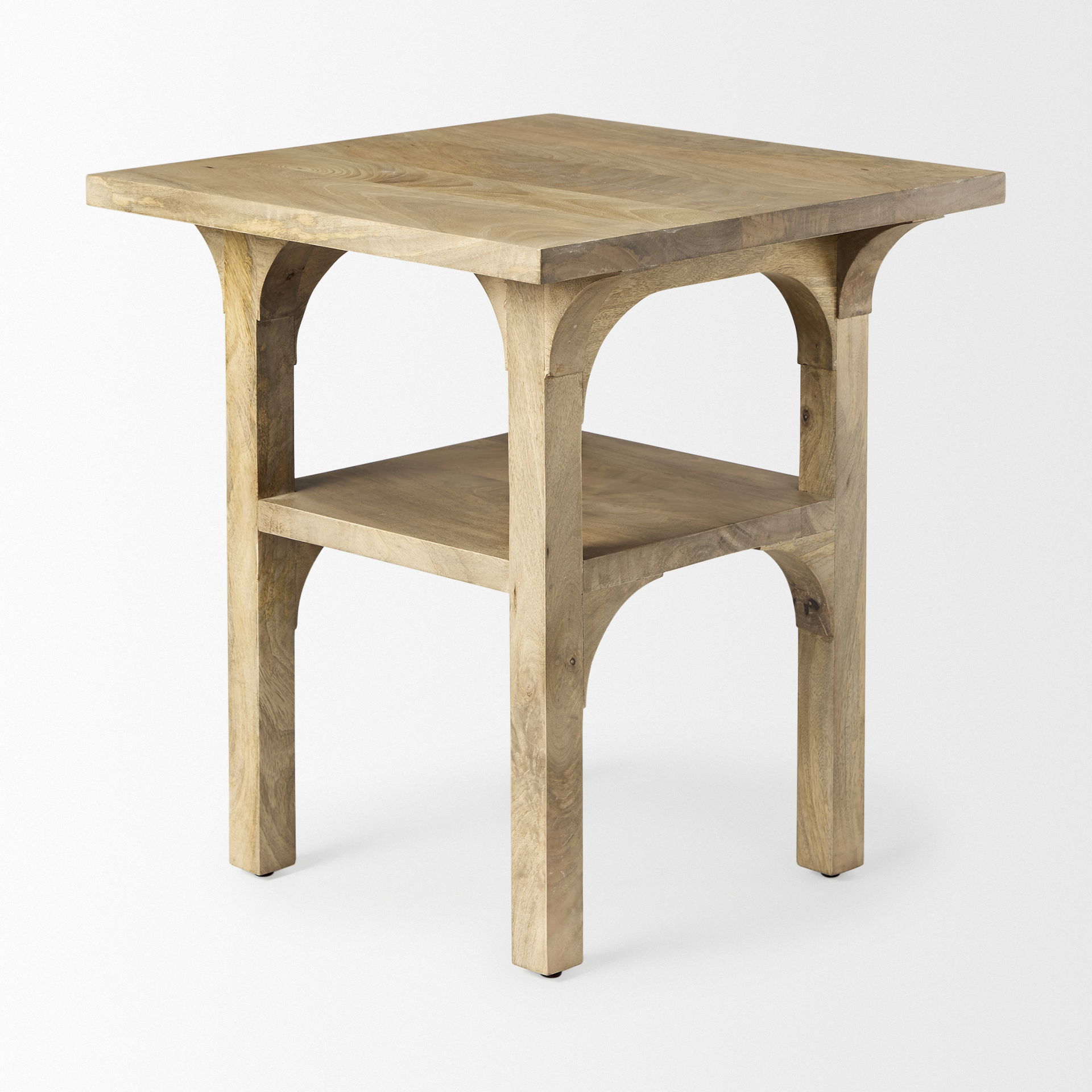 Candace Light Wood Bridge Accent Table, Side & End Table by Mercana, 20" length x 20" width x 22" height View 6
