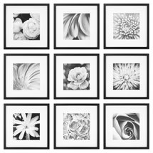 Online Designer Combined Living/Dining Gallery Perfect 12" x 12" Hanging Wall Wood Matted Picture Frame Kit - 9 Piece Set