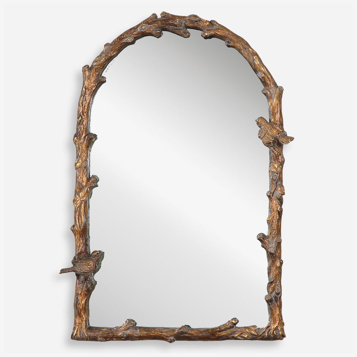 Paza Antique Gold Arch Mirror, by Uttermost, 2'2.75" width x 3'0.75" height x 2.5" depth View 1