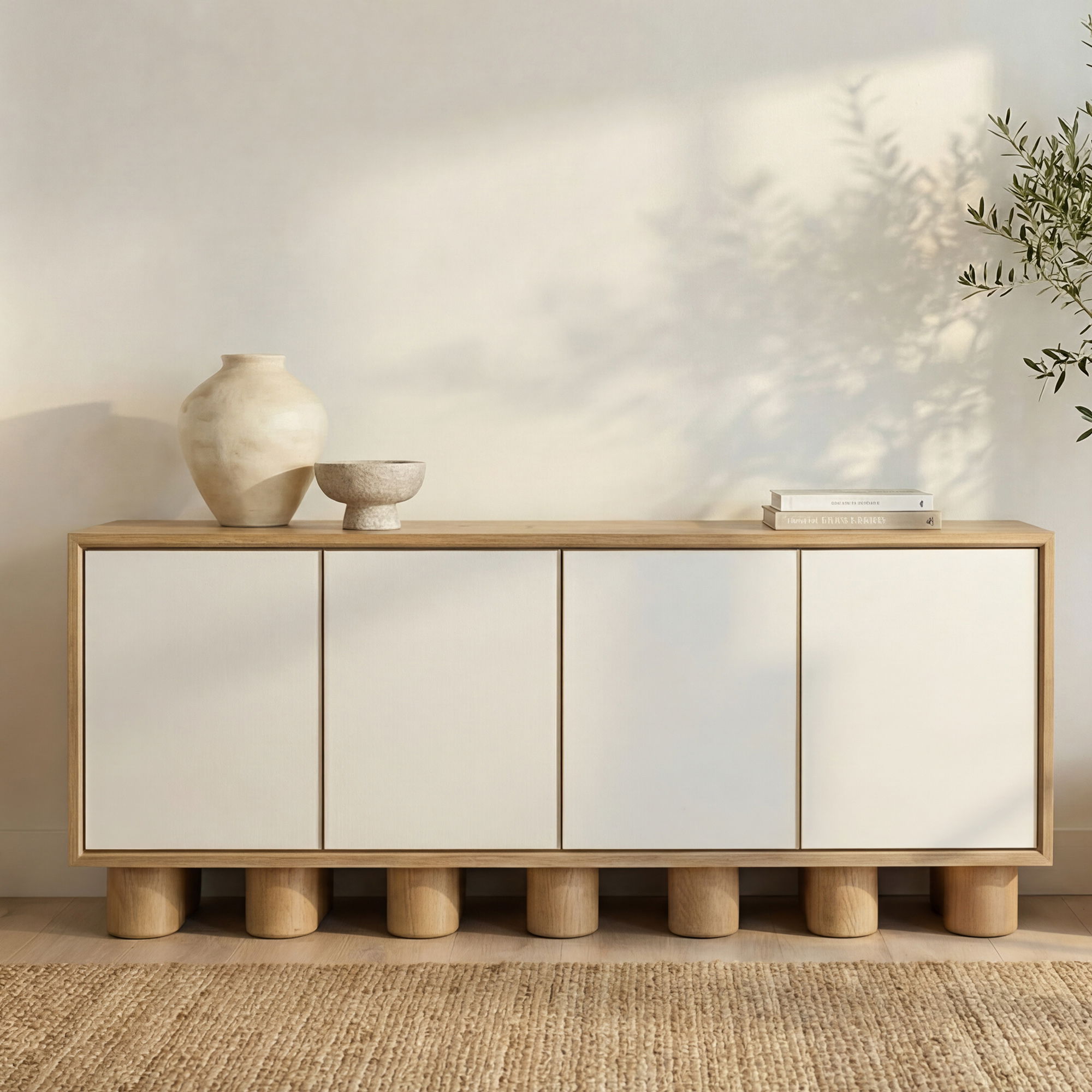 Marcelle Sideboard White, Cabinets & Sideboard by Moe's Home, 80" width x 32.63" height x 17.75" depth View 7