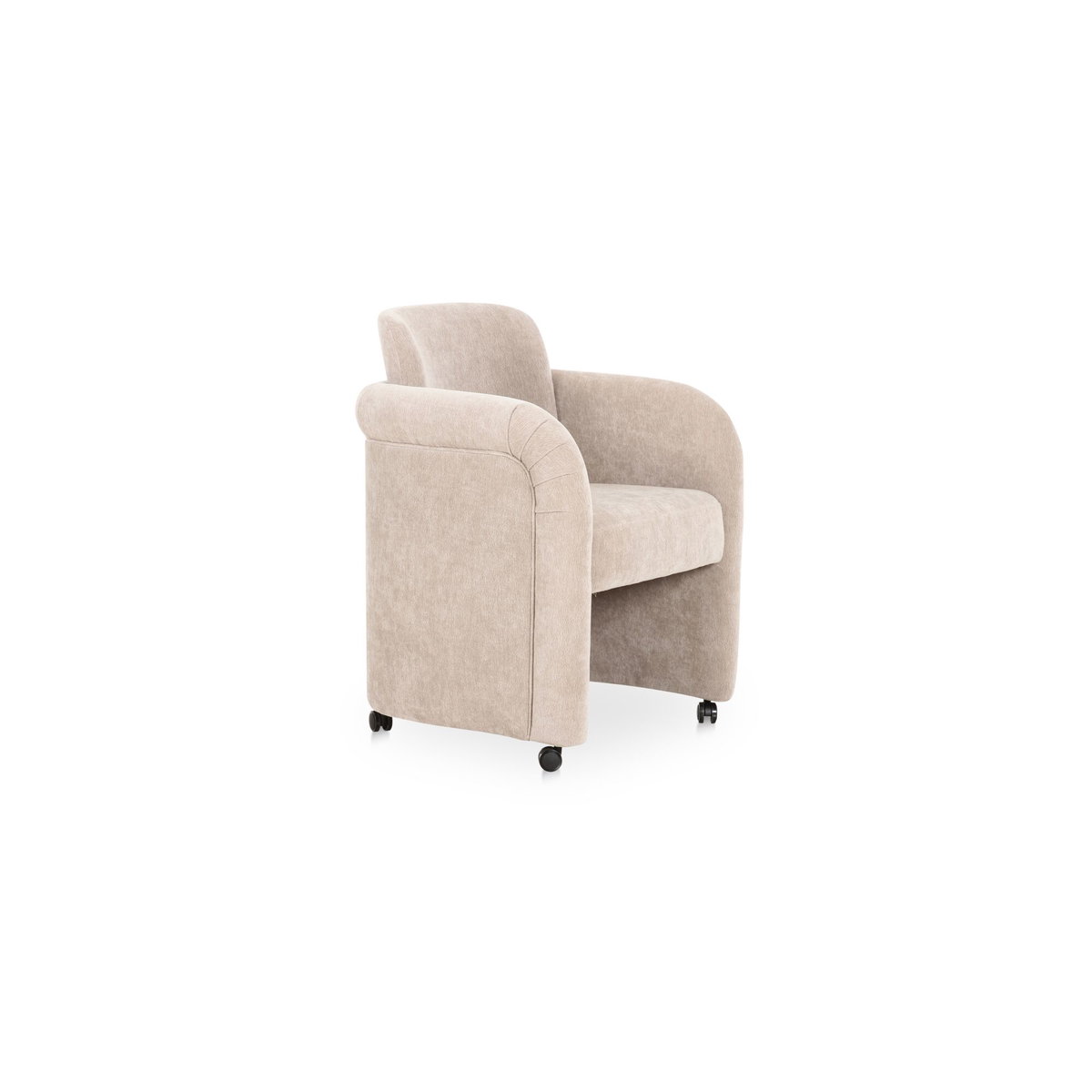 Mesto Rolling Dining Chair Taupe, by Moe's Home, 26" width x 32.5" height x 25.6" depth View 2