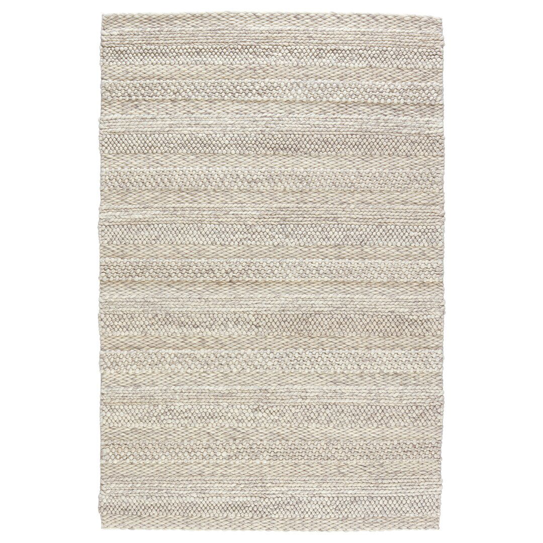 Lagom Handmade Solid Ivory/ Light Gray Area Rug (8'X10') large image 