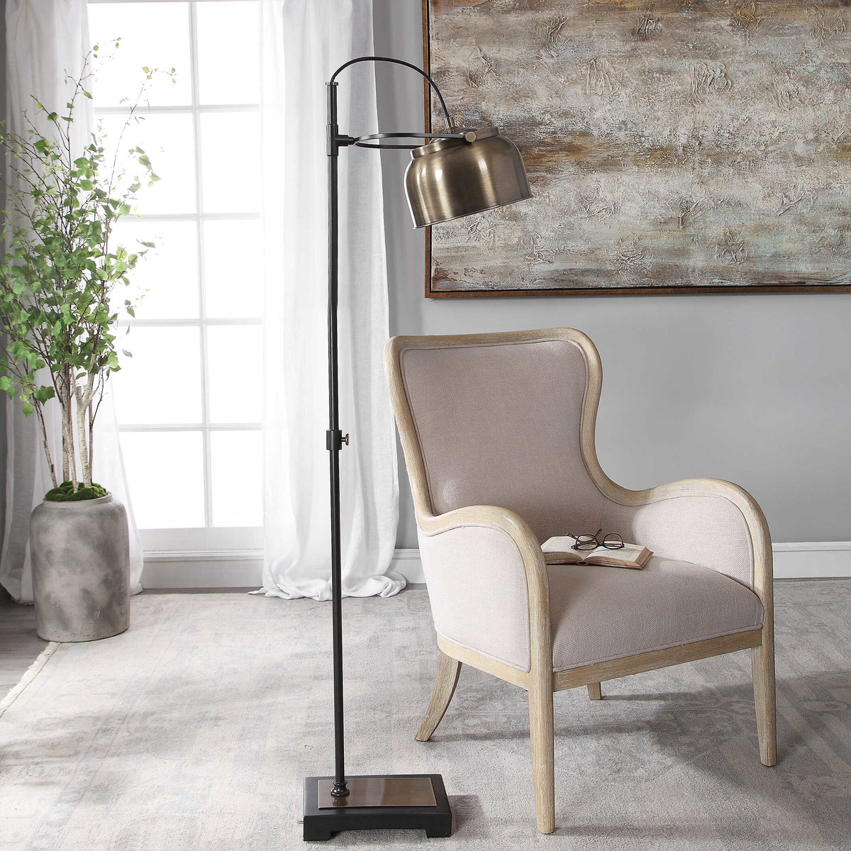 Bessemer Industrial Floor Lamp, by Uttermost, 10" width x 4'11" height x 1'6" depth View 5