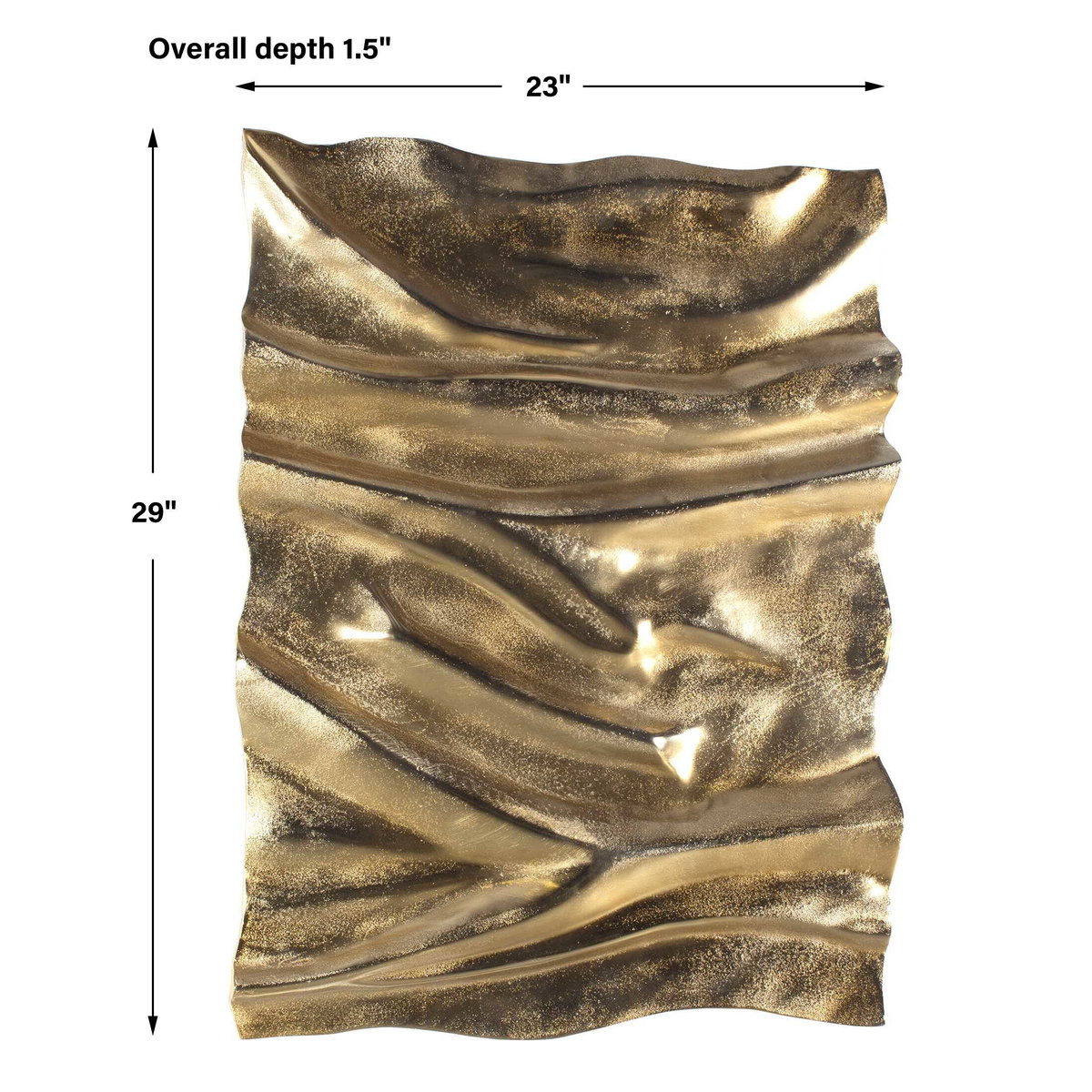 Undulate Outdoor Gold Wall Panel, Sculptural Wall Art by Uttermost, 23" width x 30" height x 2" depth View 3