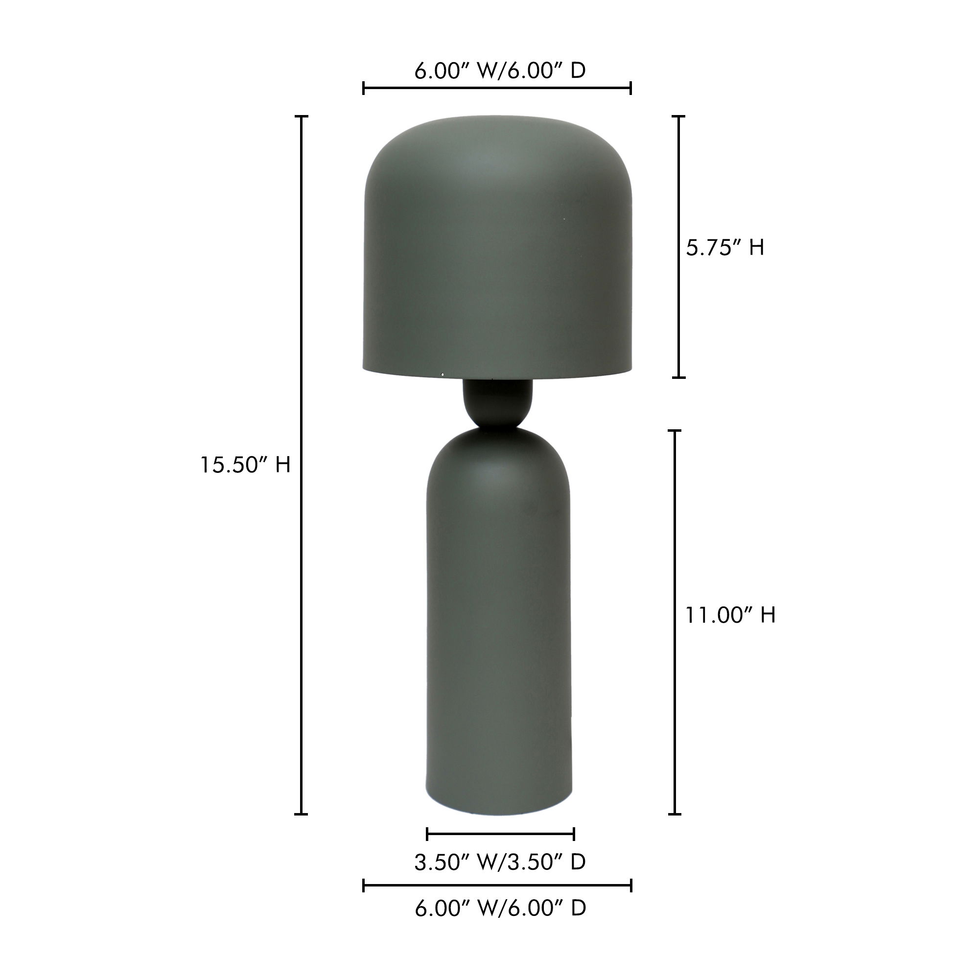 Echo Lamp Green, Table Lamp by Moe's Home, 6" width x 15.5" height x 6" depth View 9