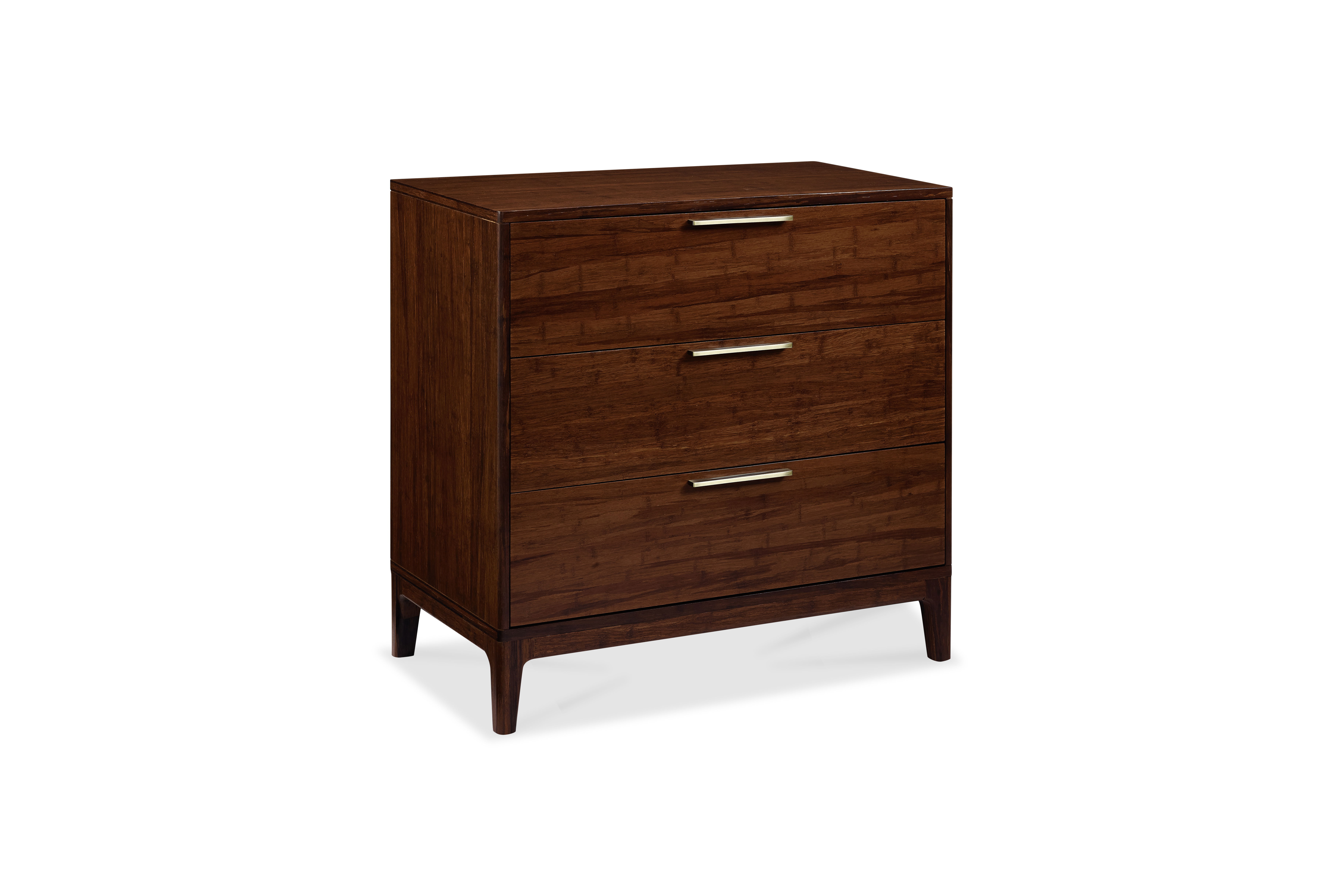 Mercury Three Drawer Chest, Exotic, Dresser by Greenington, 19" length x 36" width x 34" height View 2