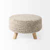 Bina   Light Gray 4 Legged Wool Stool, Ottoman by Mercana, 24" length x 24" width x 14" height thumbnail 3