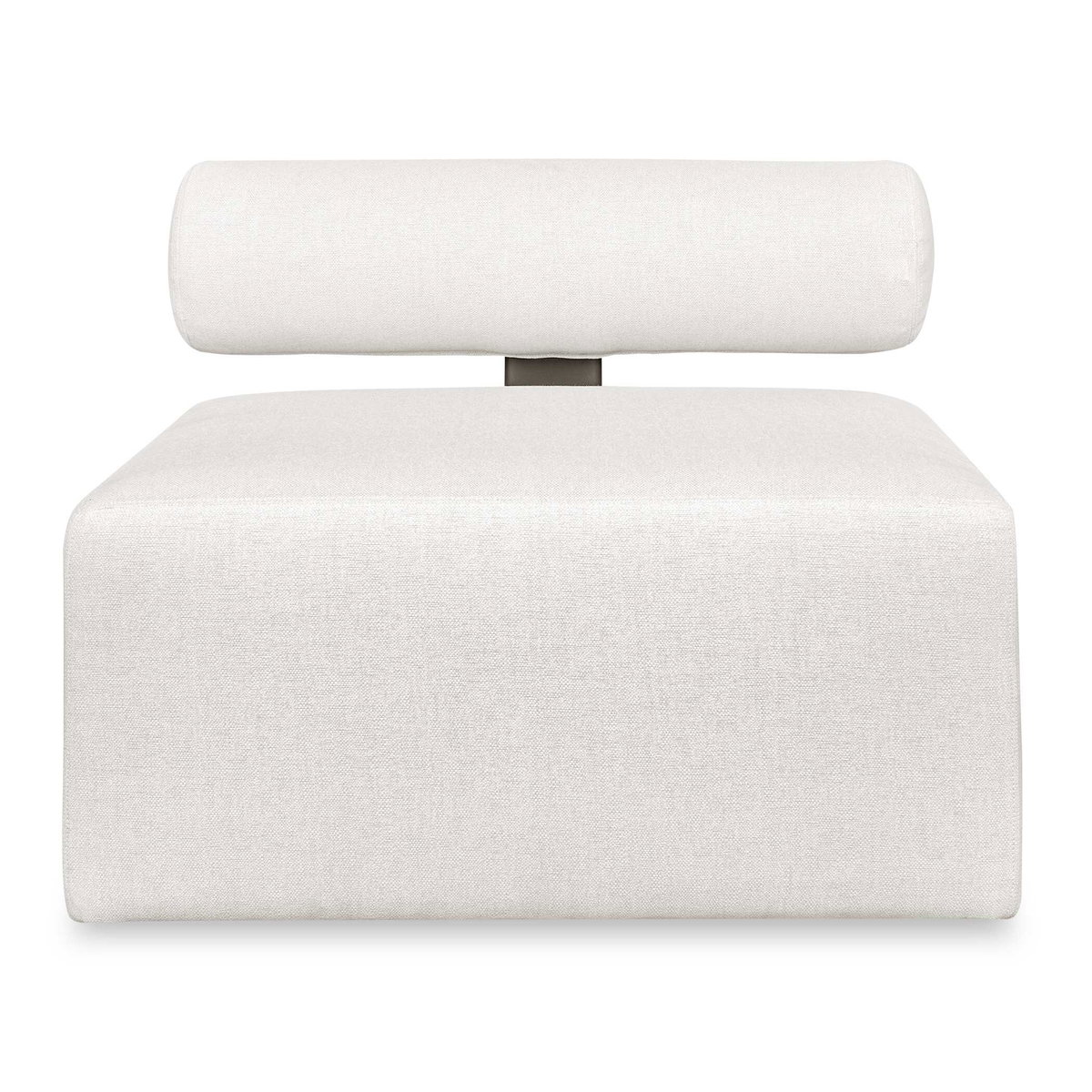 Bolster Back White Armless Outdoor Sofa, by Uttermost, 3' width x 2'5.25" height x 3' depth View 1