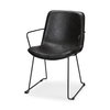 Sawyer Solid Back Dining Arm Chair | Black Faux Leather with Black Iron, Dining Chair by Mercana, 23.23" length x 25.59" width x 33.07" height thumbnail 1