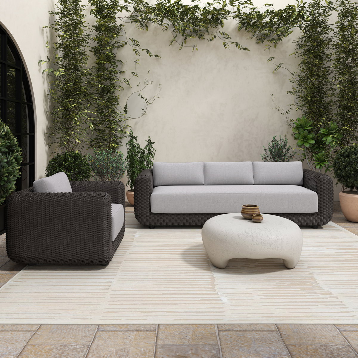 Soma Outdoor Sofa Dark Brown, Sofas & Sectional by Moe's Home, 100" width x 26" height x 35" depth View 6