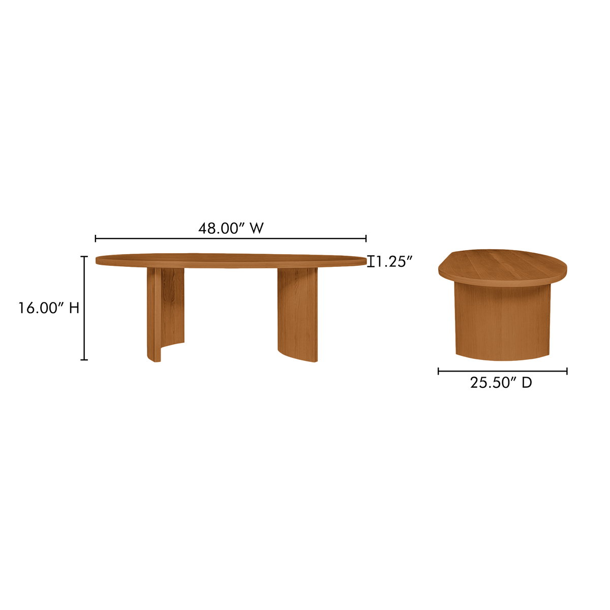 Louise Coffee Table Natural, by Moe's Home, 48" width x 16" height x 25.5" depth View 9