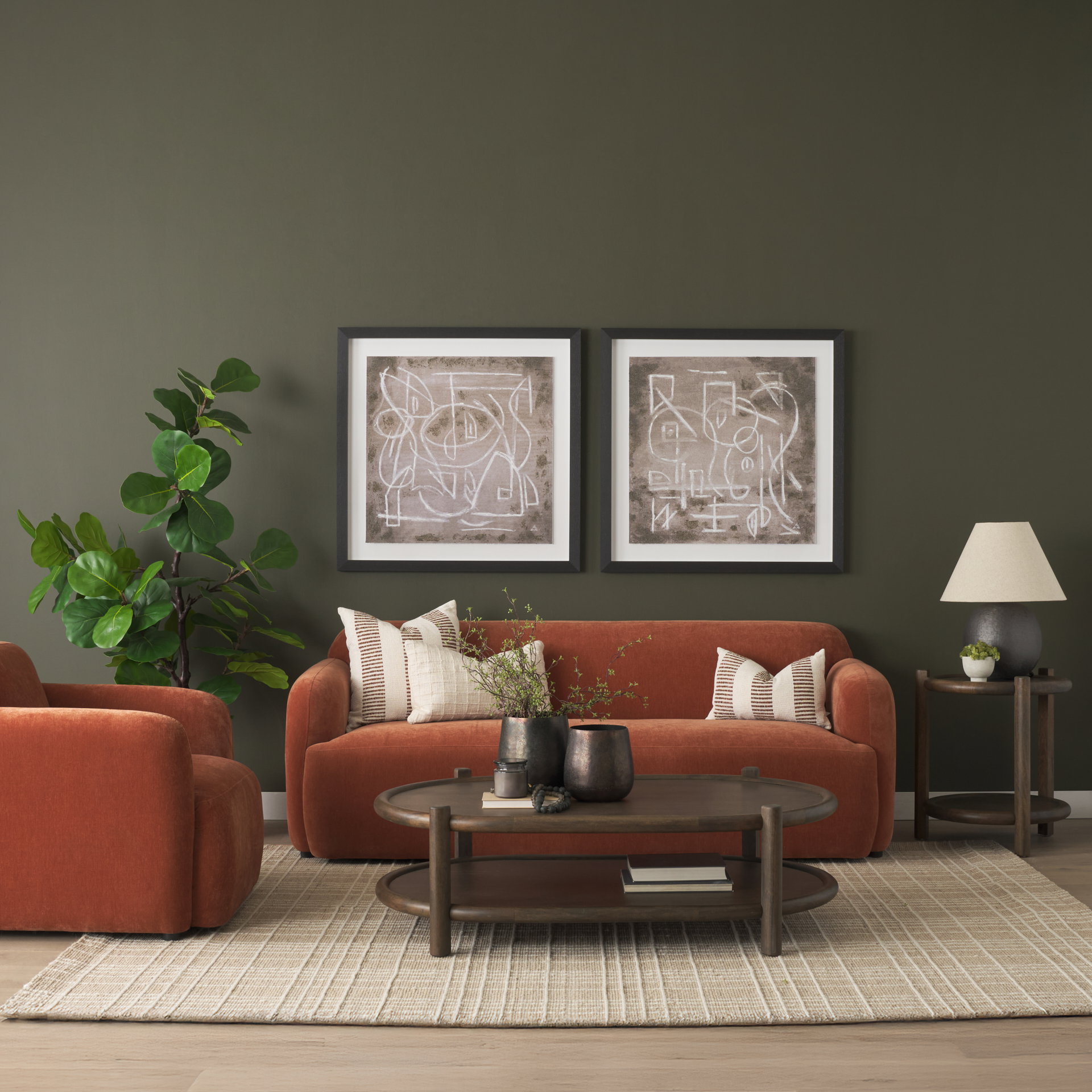 Romi Dark Brown Wood with Bottom Shelf Oval Coffee Table, by Mercana, 55.5" length x 35" width x 17" height View 3
