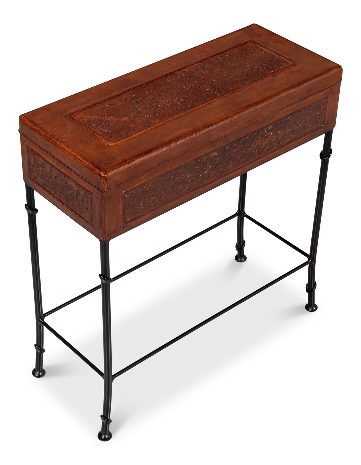 Botanical Leather Box On Stand, by Sarreid, 10" length x 2' width x 2'1" height View 11