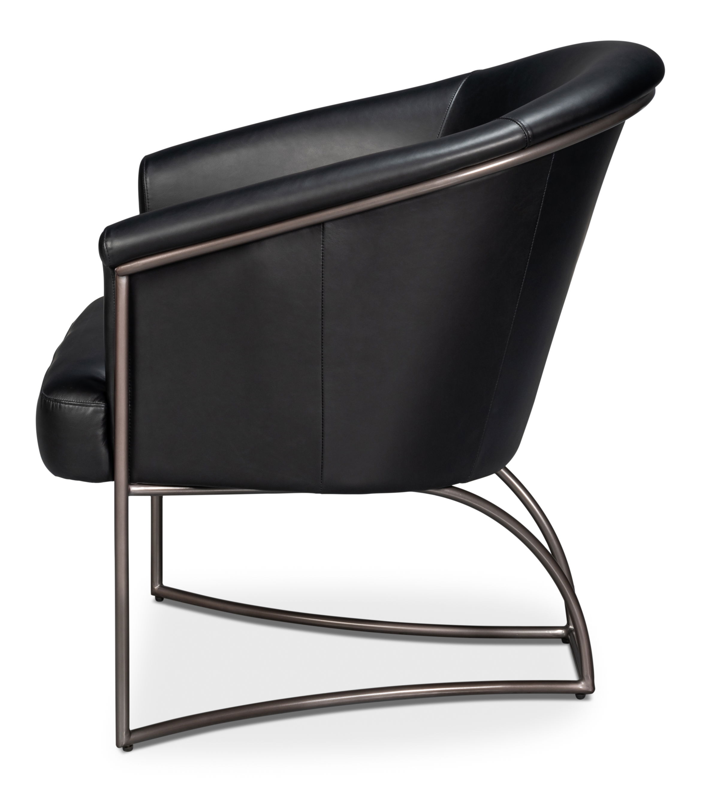 Nagel Distilled Leather Chair,Onyx Black, Seating by Sarreid, 30" length x 33" width x 2" height View 9