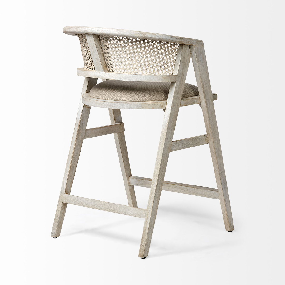 Tabitha Low Back 26.75in Seat Counter Stool | Beige Fabric with Wood, Counter & Bar Stool by Mercana, 23.25" length x 22" width x 36.75" height View 9