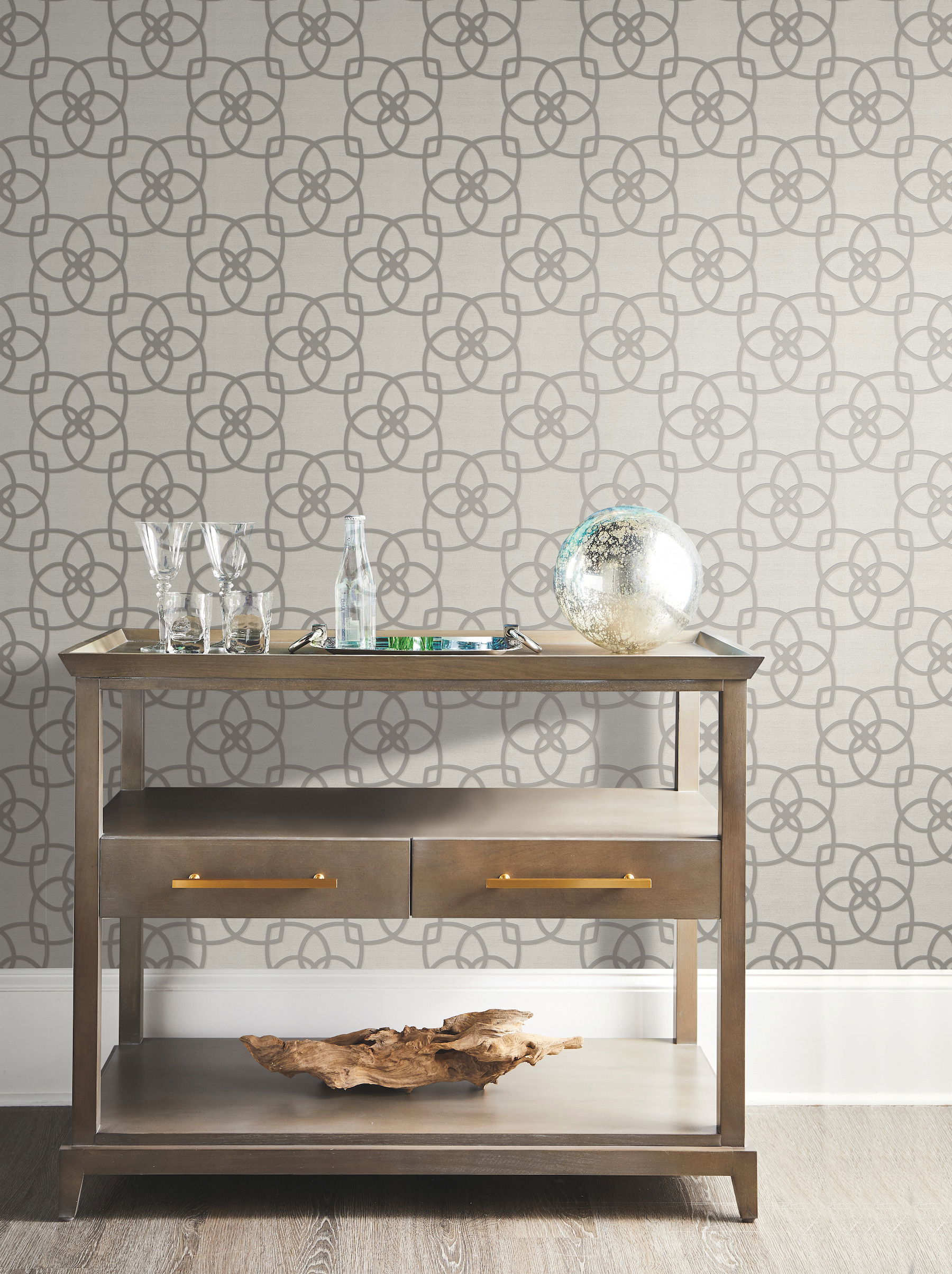 Serendipity Pale Grey Metallic Wallpaper, by York Wall, 33' length x 1'9" width x 0.02" depth View 3