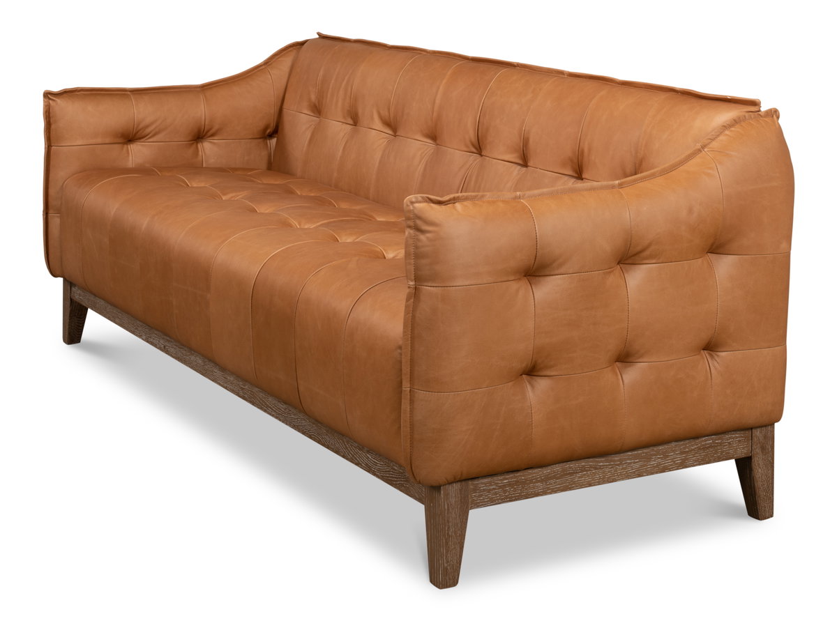Isaac Leather Sofa, by Sarreid, 2'6" length x 6'5" width x 2'7" height View 11