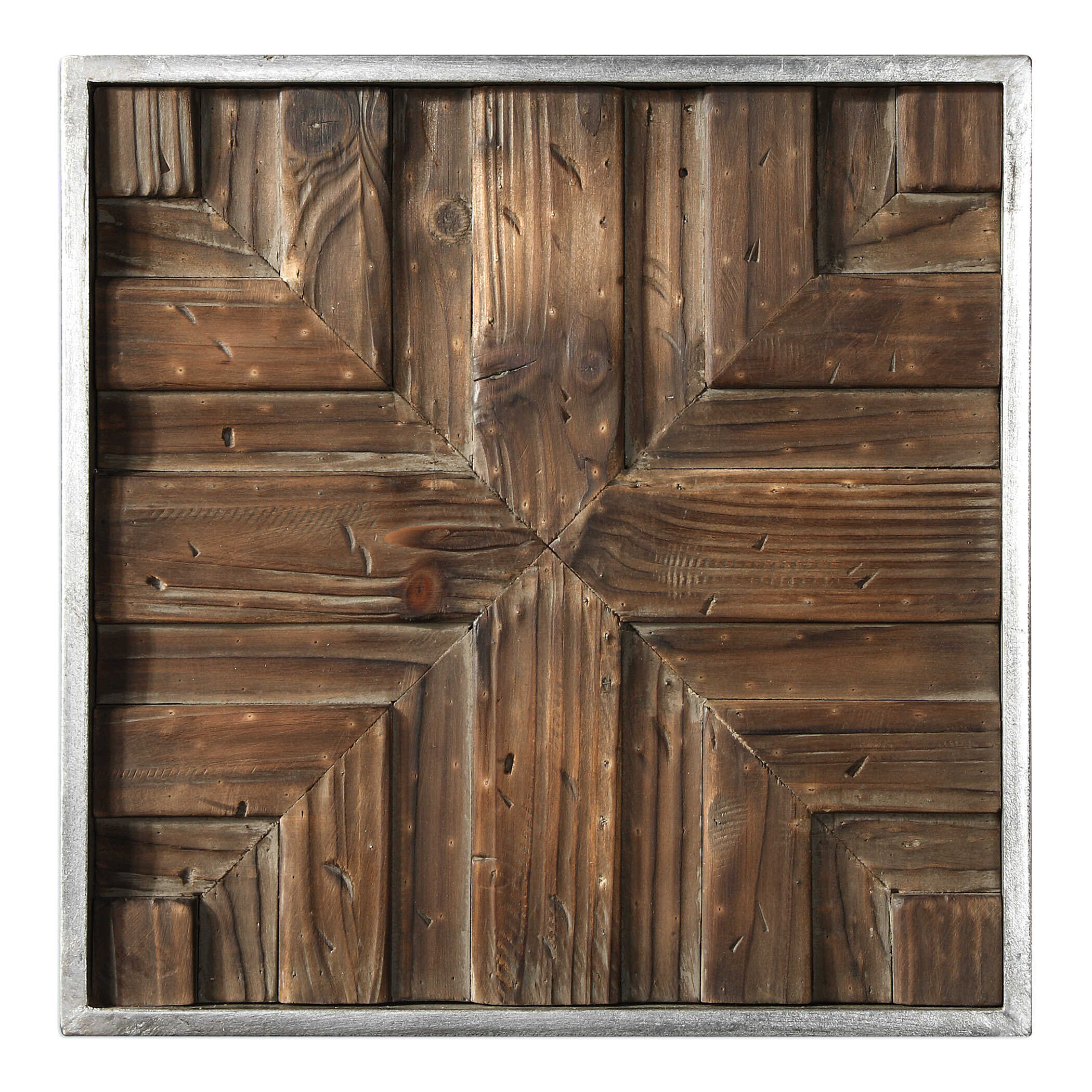 Bryndle Rustic Wooden Squares Set/9, Sculptural Wall Art by Uttermost, 12.5" width x 12.5" height x 1.25" depth View 5