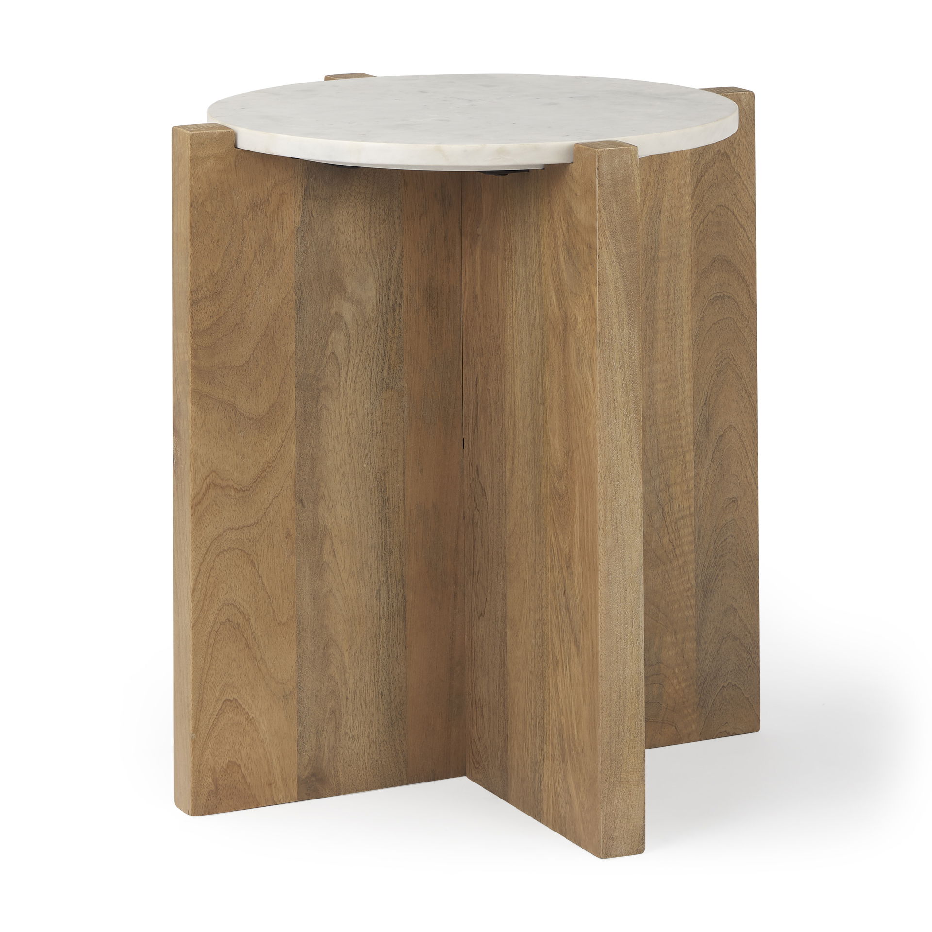 Bianca Wood and Marble Accent Table, Side & End Table by Mercana, 21.5" length x 21.5" width x 22" height View 1