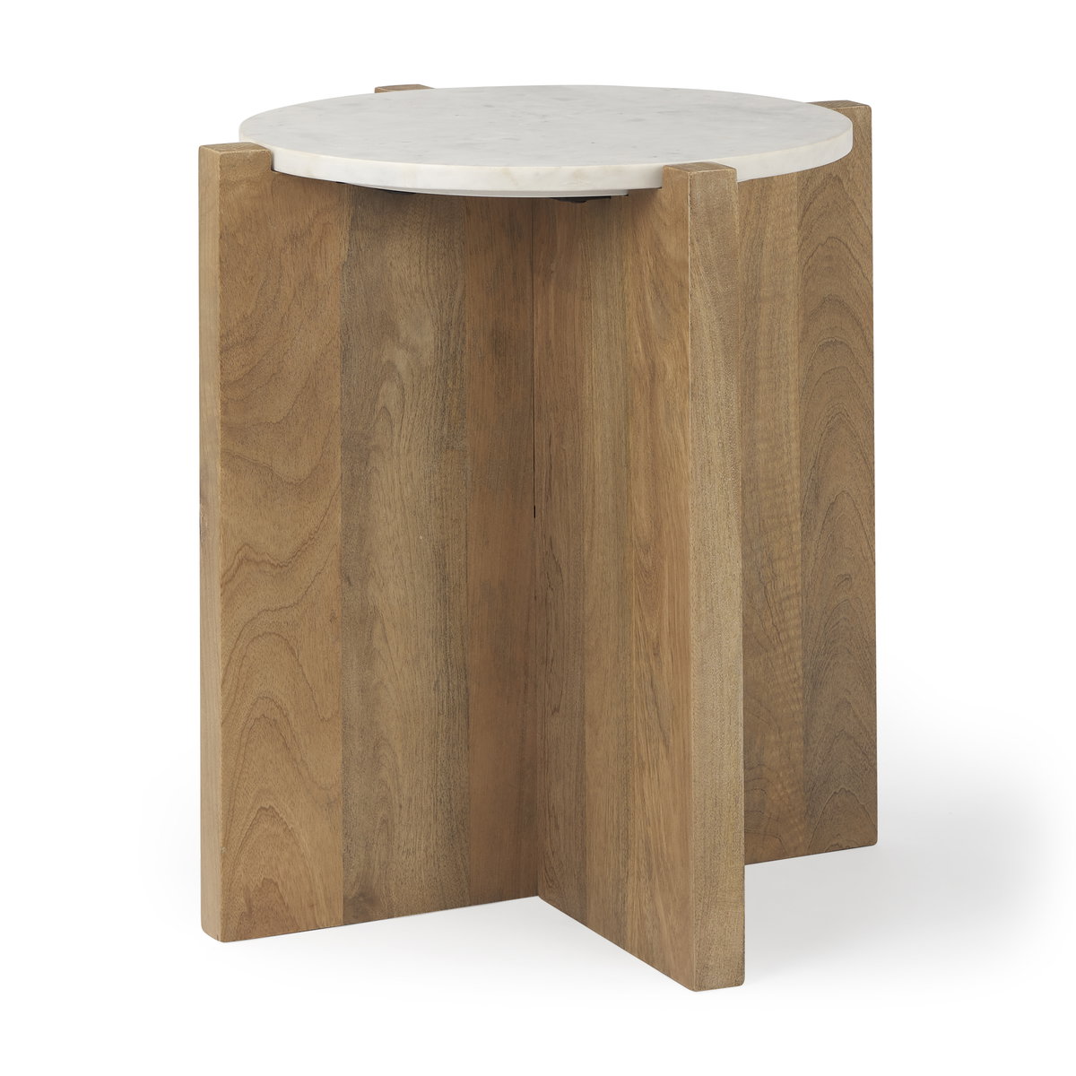 Bianca Wood and Marble Accent Table, Side & End Table by Mercana, 21.5" length x 21.5" width x 22" height View 1