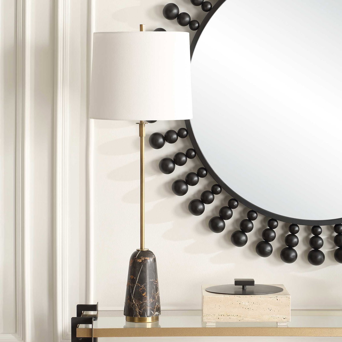 Jenson Black Marble Buffet Lamp, by Uttermost, 1' width x 2'11" height x 1' depth View 4
