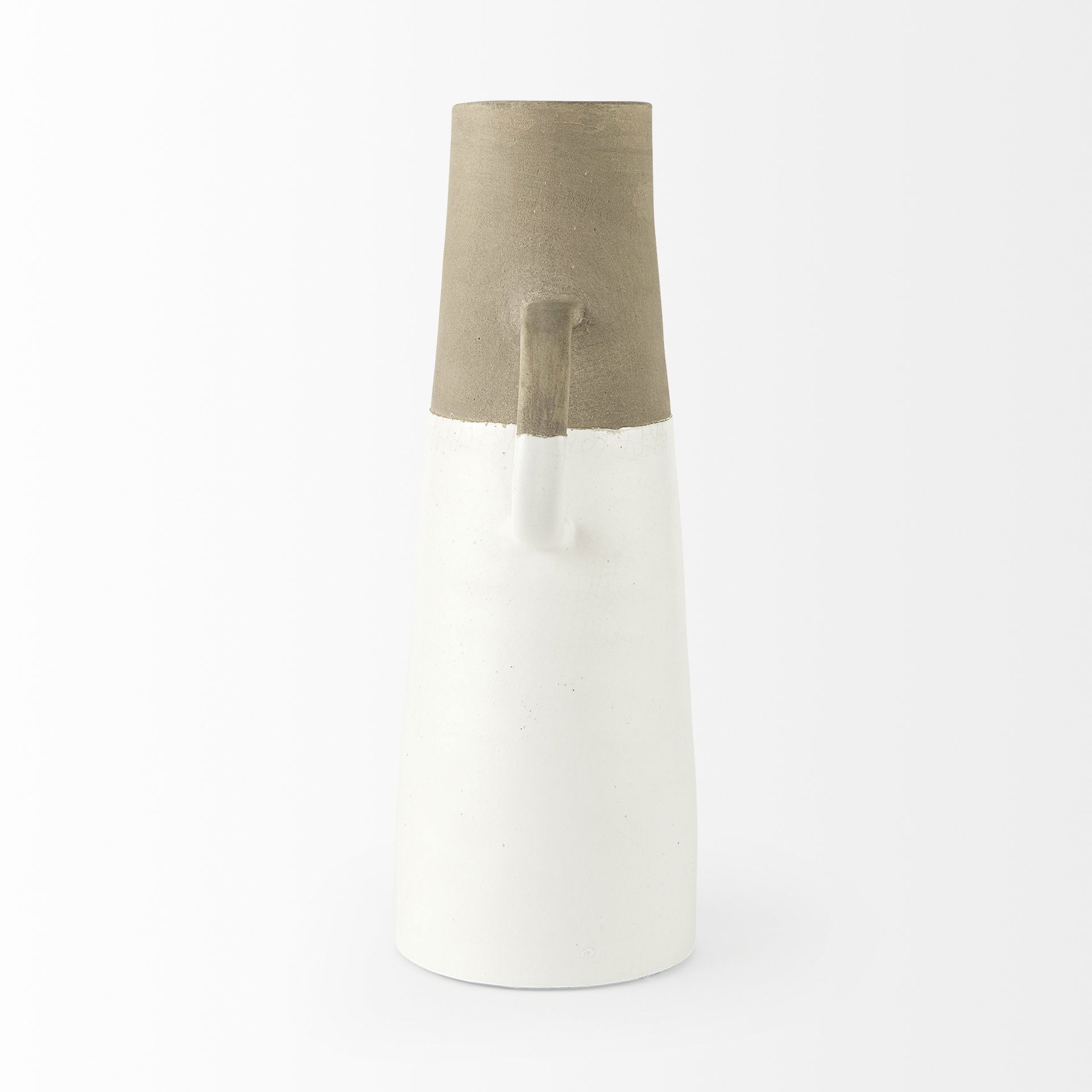 Garand Large 18.8H Two-Toned White Natural Ceramic Jug large image 