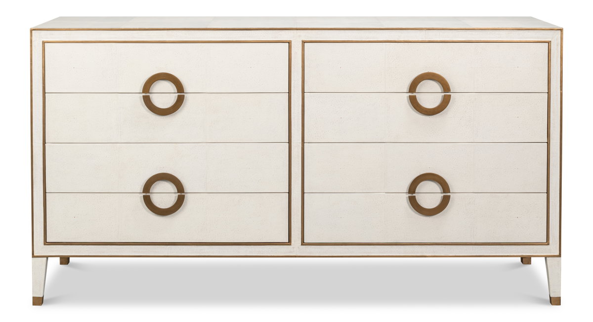 Gabriella Chest Of Drawers  Osprey White, by Sarreid, 1'10" length x 6'4" width x 3'4" height View 2