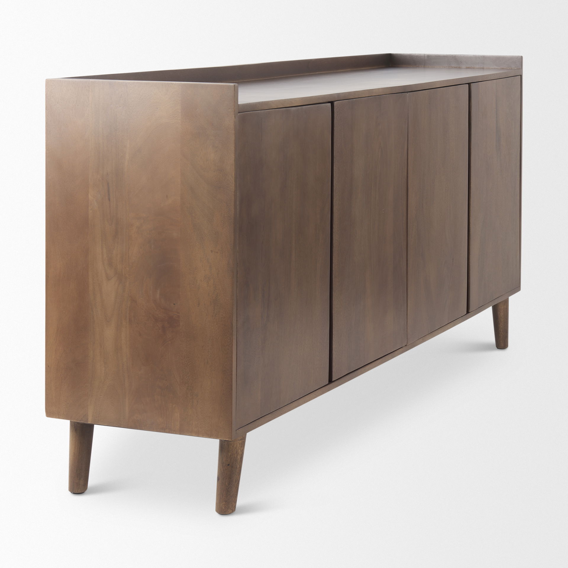 Lillie Medium Brown Wood 4 Door Tray Top Sideboard large image 