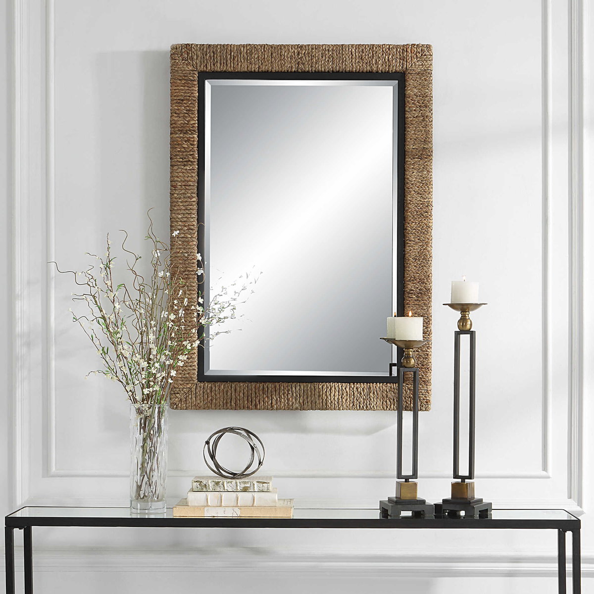 Island Braided Straw Mirror, by Uttermost, 29.5" width x 41.37" height x 2" depth View 4