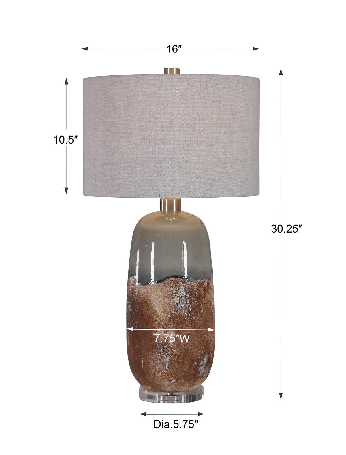 Maggie Ceramic Table Lamp, by Uttermost, 16" width x 30.25" height x 16" depth View 3