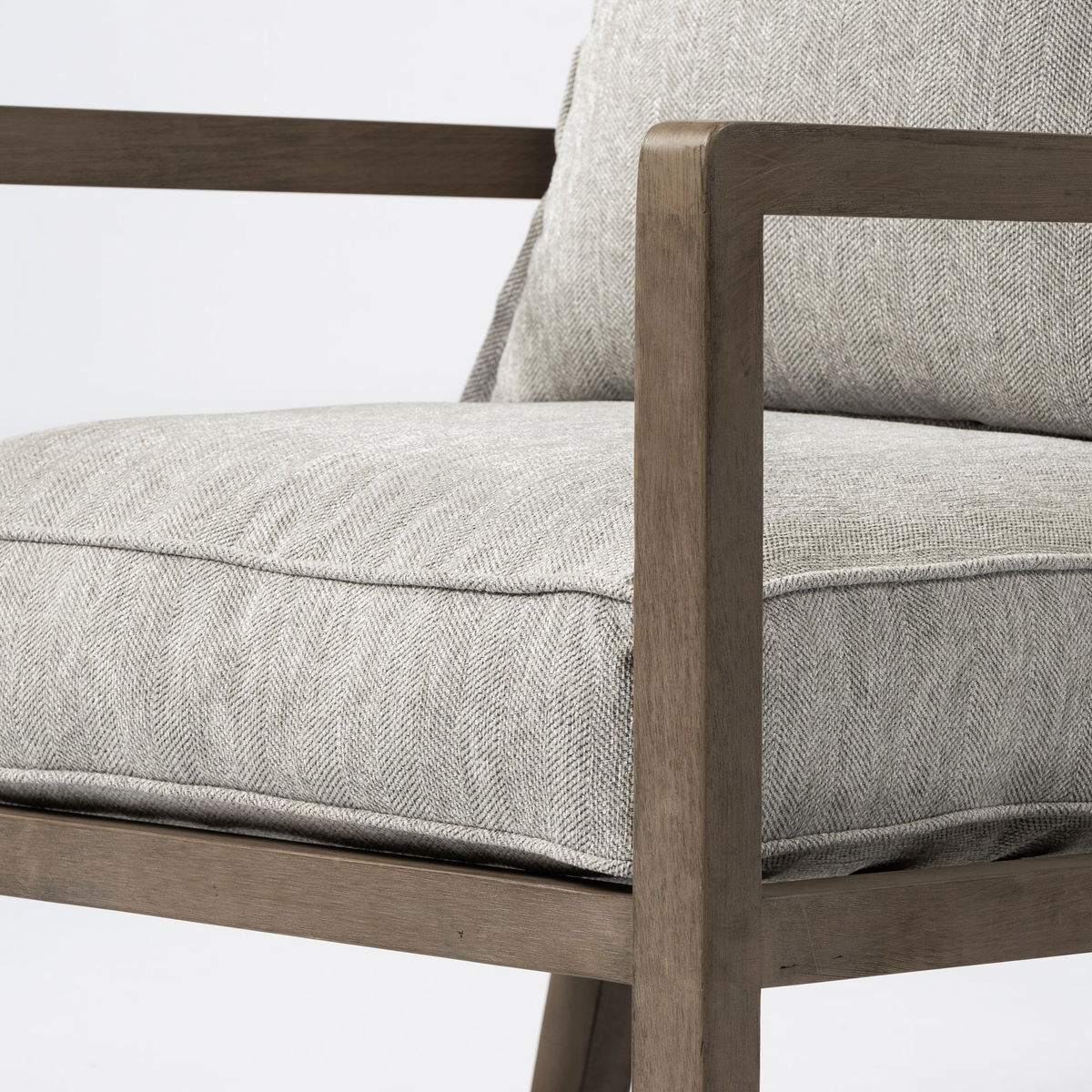 Sherlock Frost Gray Wood Frame Accent Chair, by Mercana, 25.98" length x 32.28" width x 34.25" height View 9