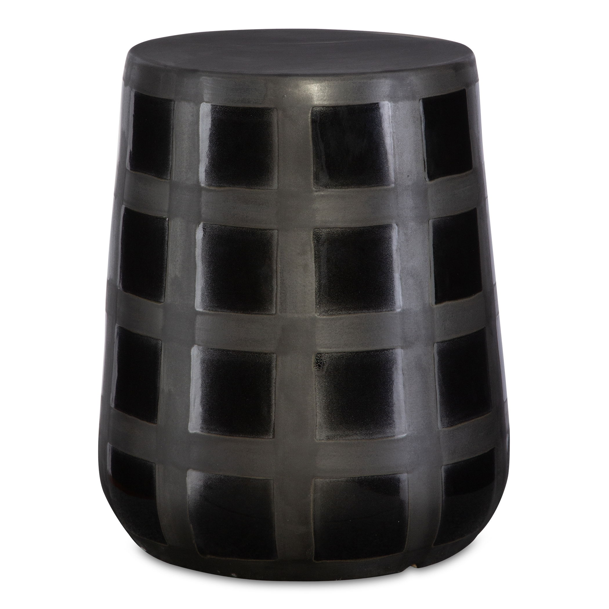 Patchwork Gridded Black Garden Stool large image 