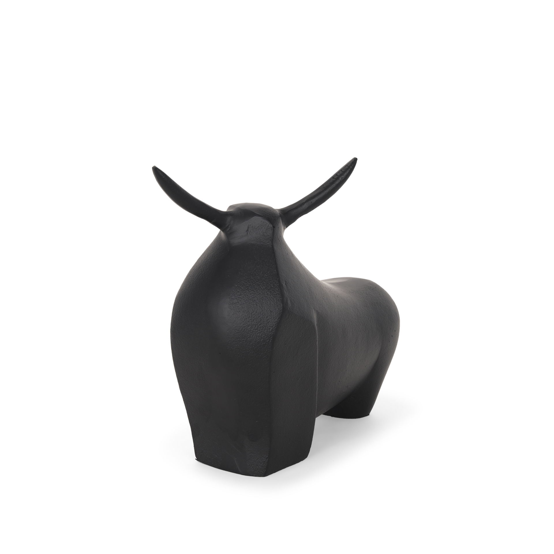 Radu Large Matte Black Metal Bull Decorative Object, by Mercana, 12.6" length x 4.75" width x 10.5" height View 1