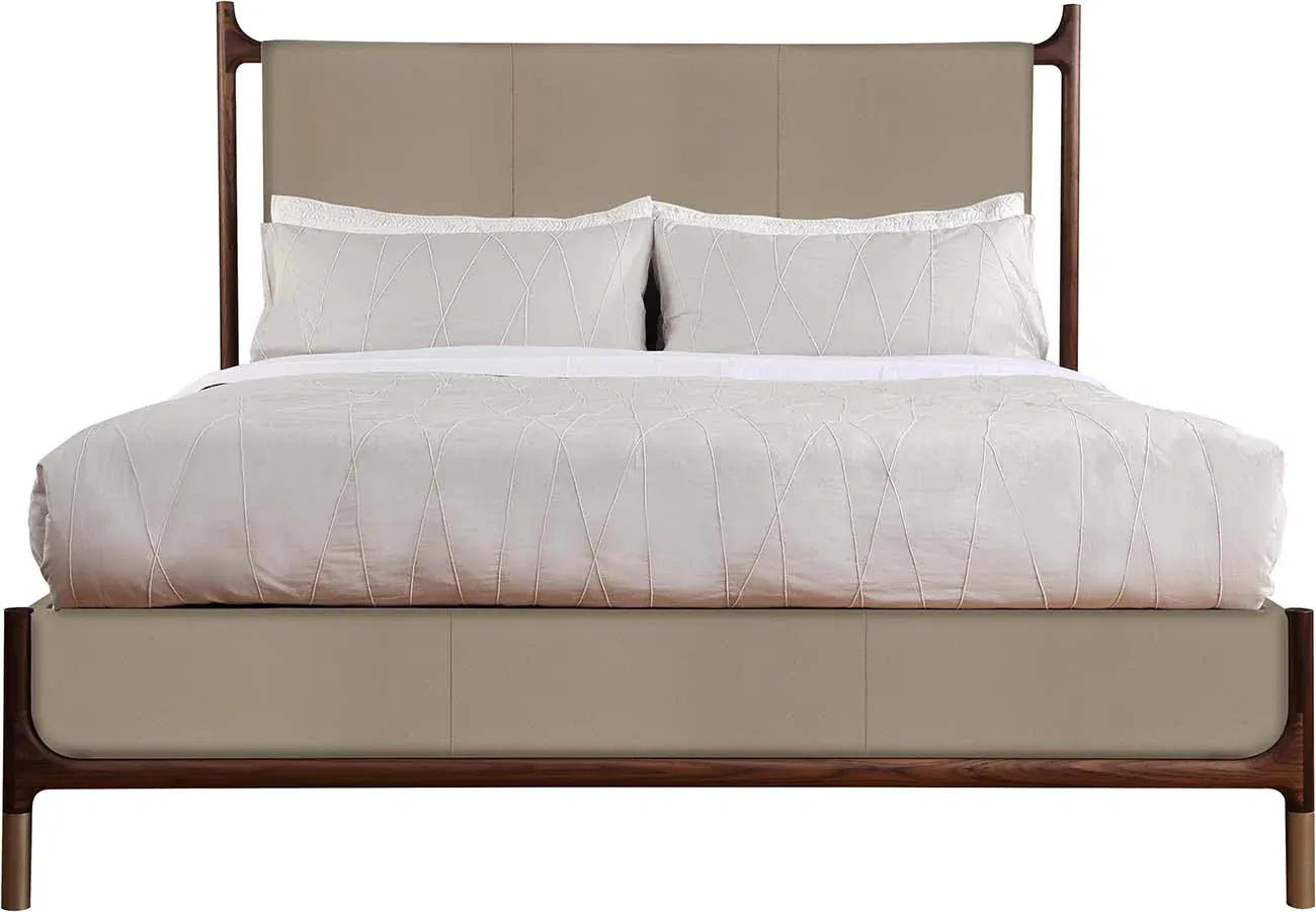 Walnut Grove Upholstered Bed, Cal King, by Stickley, 77.5" width x 64" height x 89.5" depth