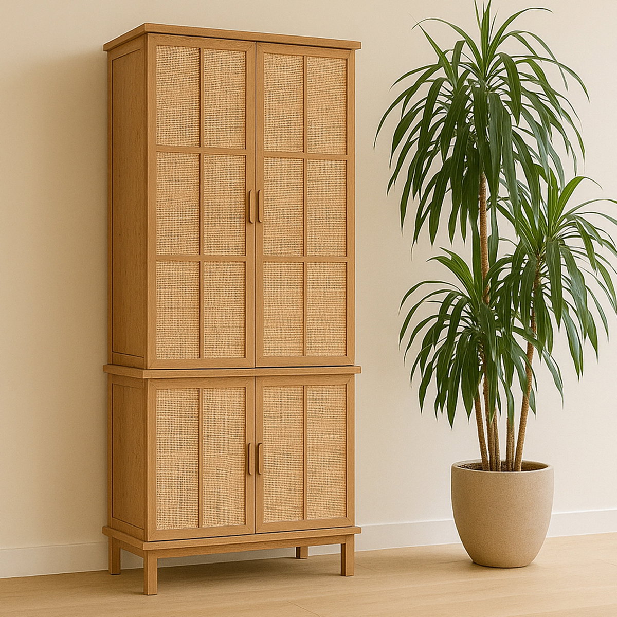 Seymour Tall Cabinet Natural, Cabinets & Sideboard by Moe's Home, 38" width x 80" height x 18" depth View 8