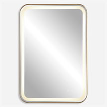 Online Designer Bathroom Crofton Lighted Brass Vanity Mirror