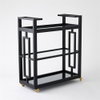 Grid Block Bar CartBlack Lacquer with Shiny Bras, Decor by Global Views, 36" length x 16" width x 42" height thumbnail 6