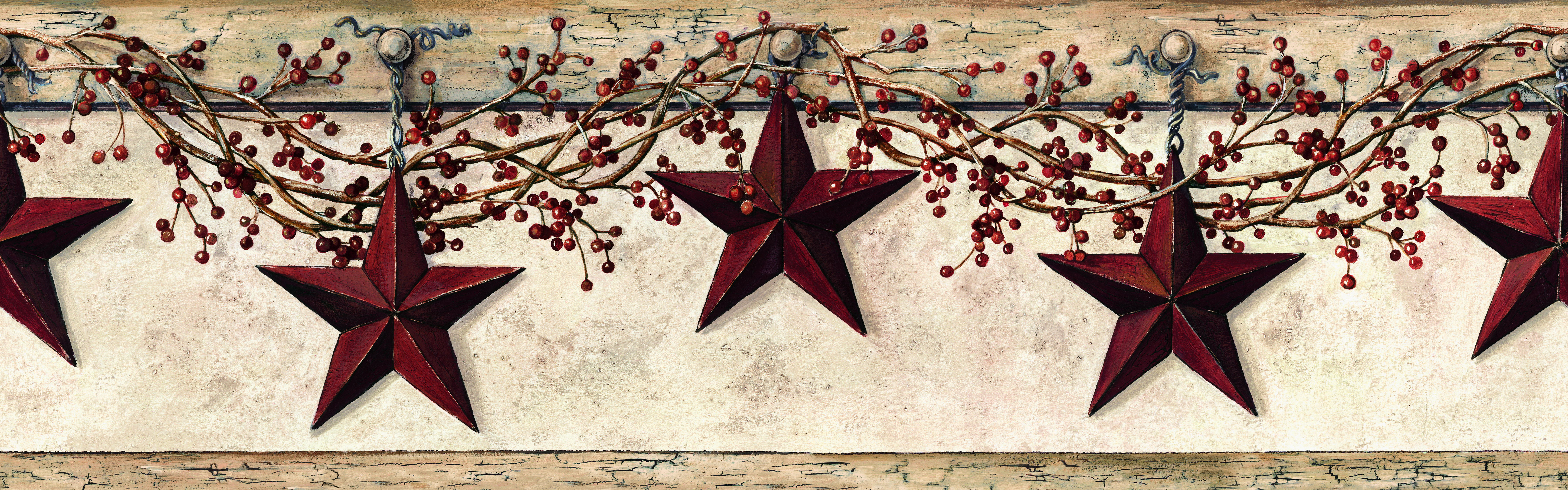 Hanging Star Off White & Khaki Border, Wallpaper by York Wall, 15' length x 9" width x 0.02" depth View 1