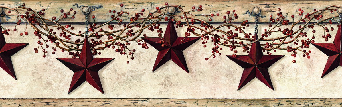 Hanging Star Off White & Khaki Border, Wallpaper by York Wall, 15' length x 9" width x 0.02" depth