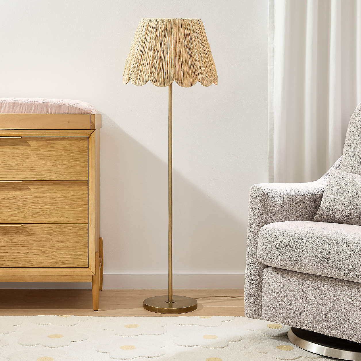 Online Designer Bedroom Greta Scalloped Raffia Floor Lamp