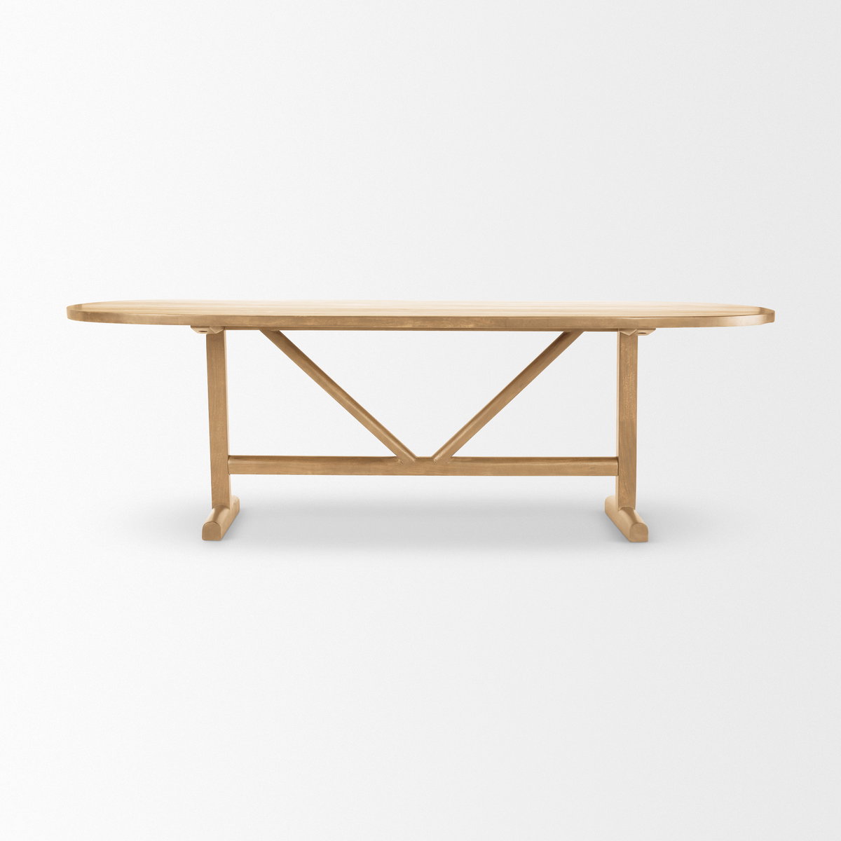 Viktor 94'L Light Brown Solid Wood Dining Table, by Mercana, 94" length x 42" width x 30" height View 5