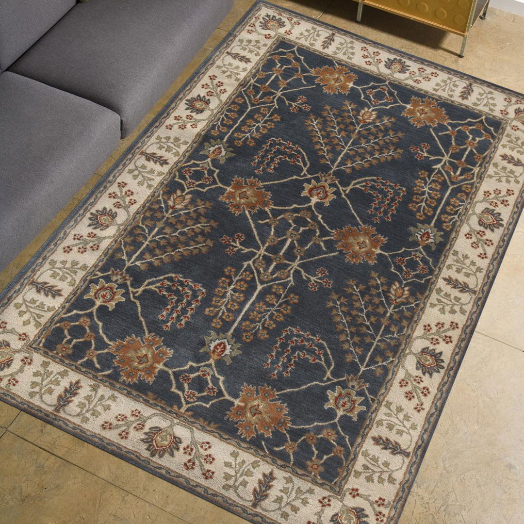 Poeme Hand-Woven Tufted Wool Dark Blue Area Rug large image 