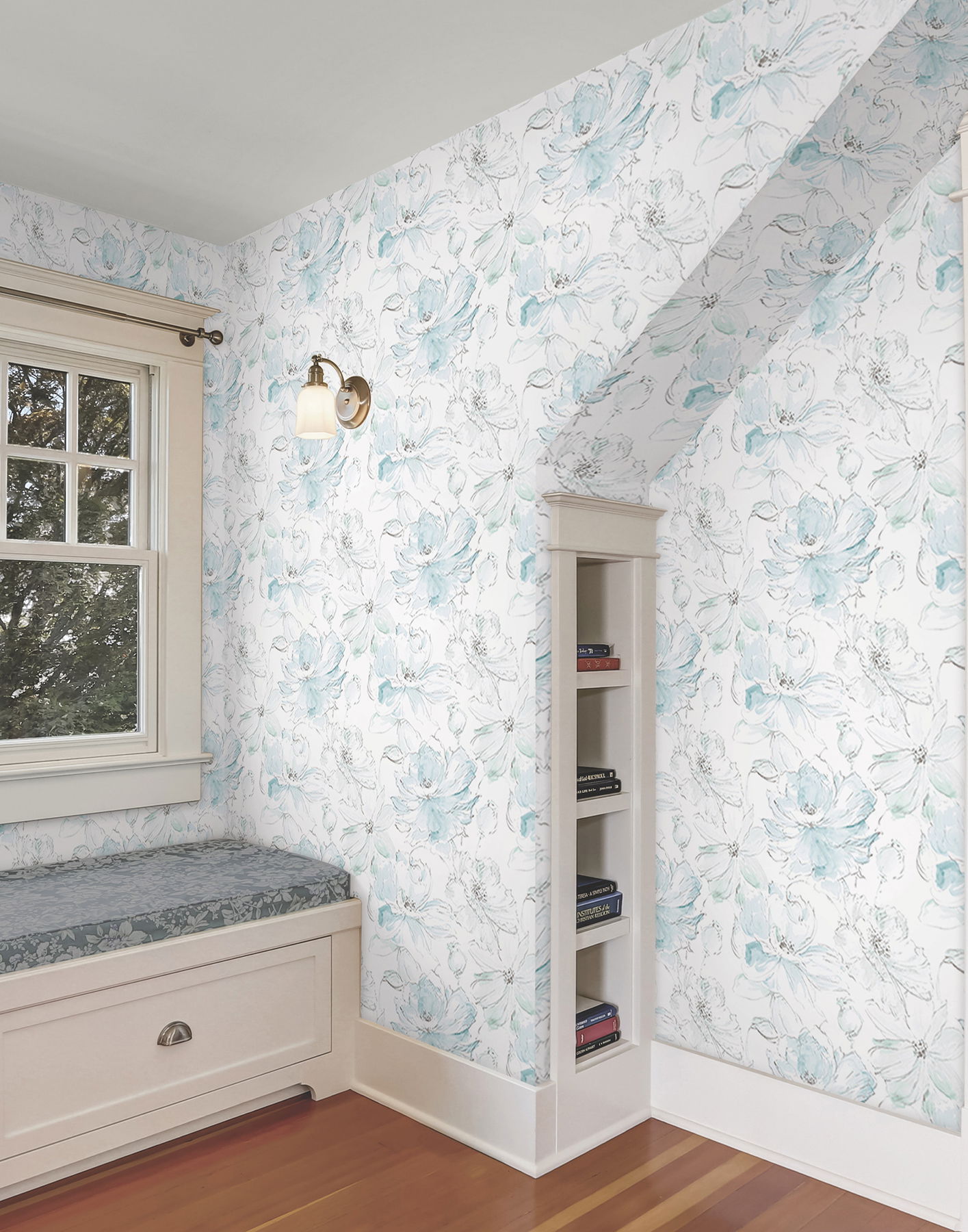 Floral Dreams Mineral Green Peel & Stick Wallpaper large image 