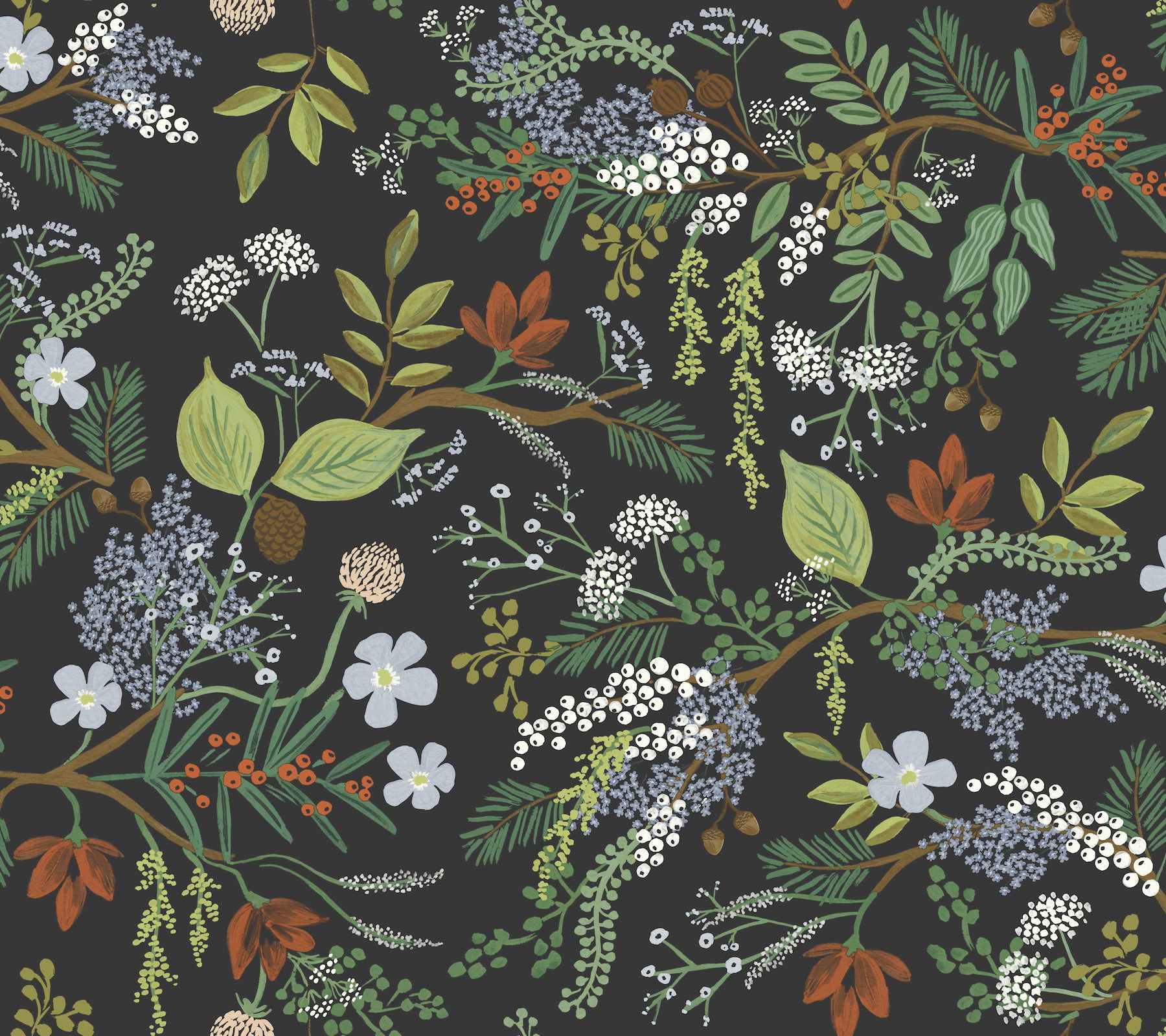 Juniper Forest Black Peel & Stick Wallpaper large image 