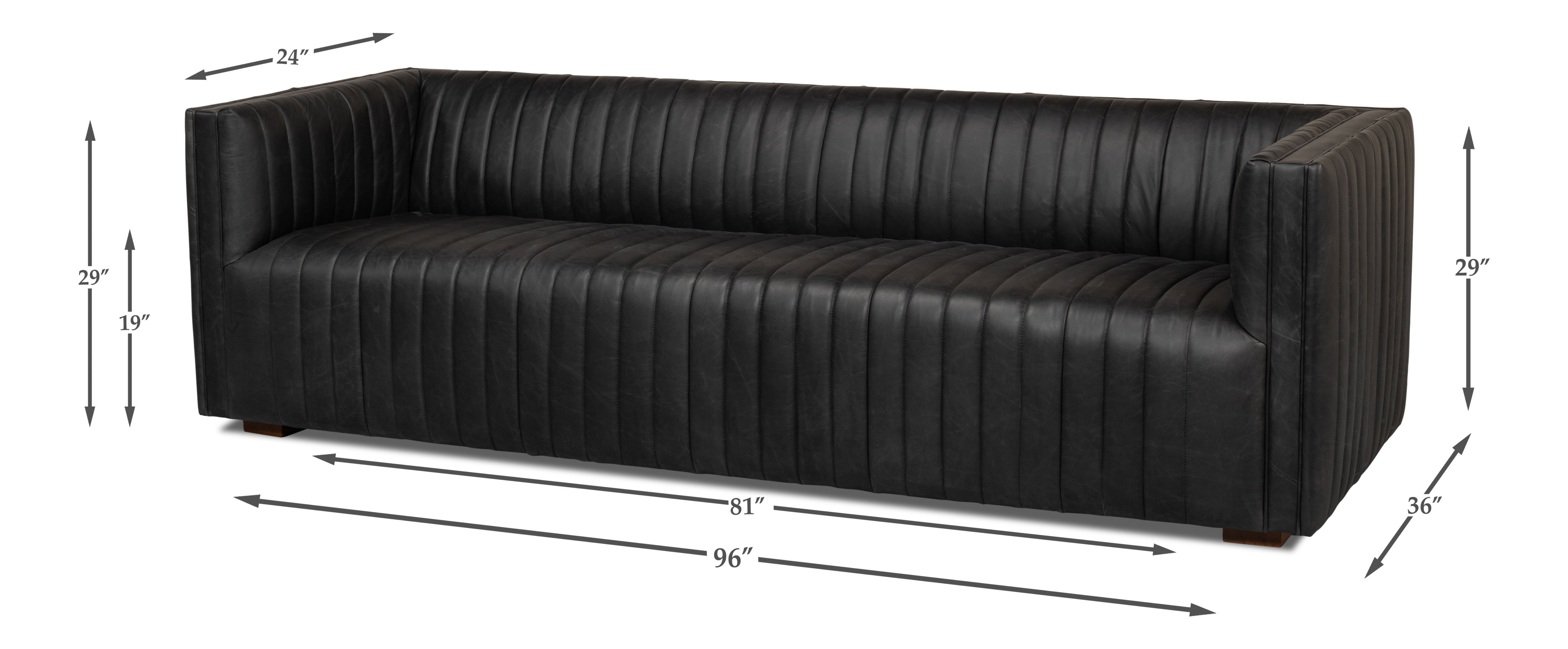 Everett Sofa, Sofas & Sectional by Sarreid, 96" length x 36" width x 29" height View 13