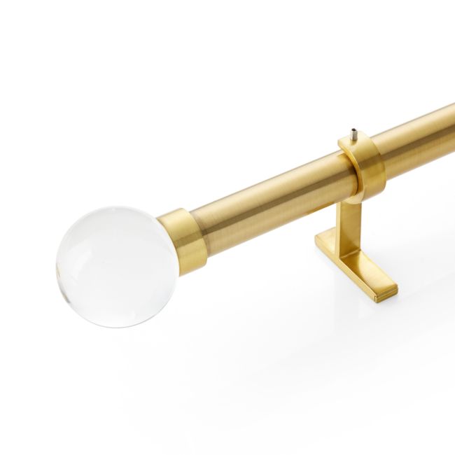 Online Designer Dining Room CB Brass Glass Globe Finial and Curtain Rod Set 48"-88