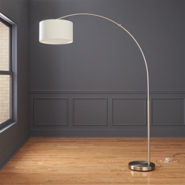 Online Designer Combined Living/Dining Big Dipper Arc Brushed-Nickel Floor Lamp