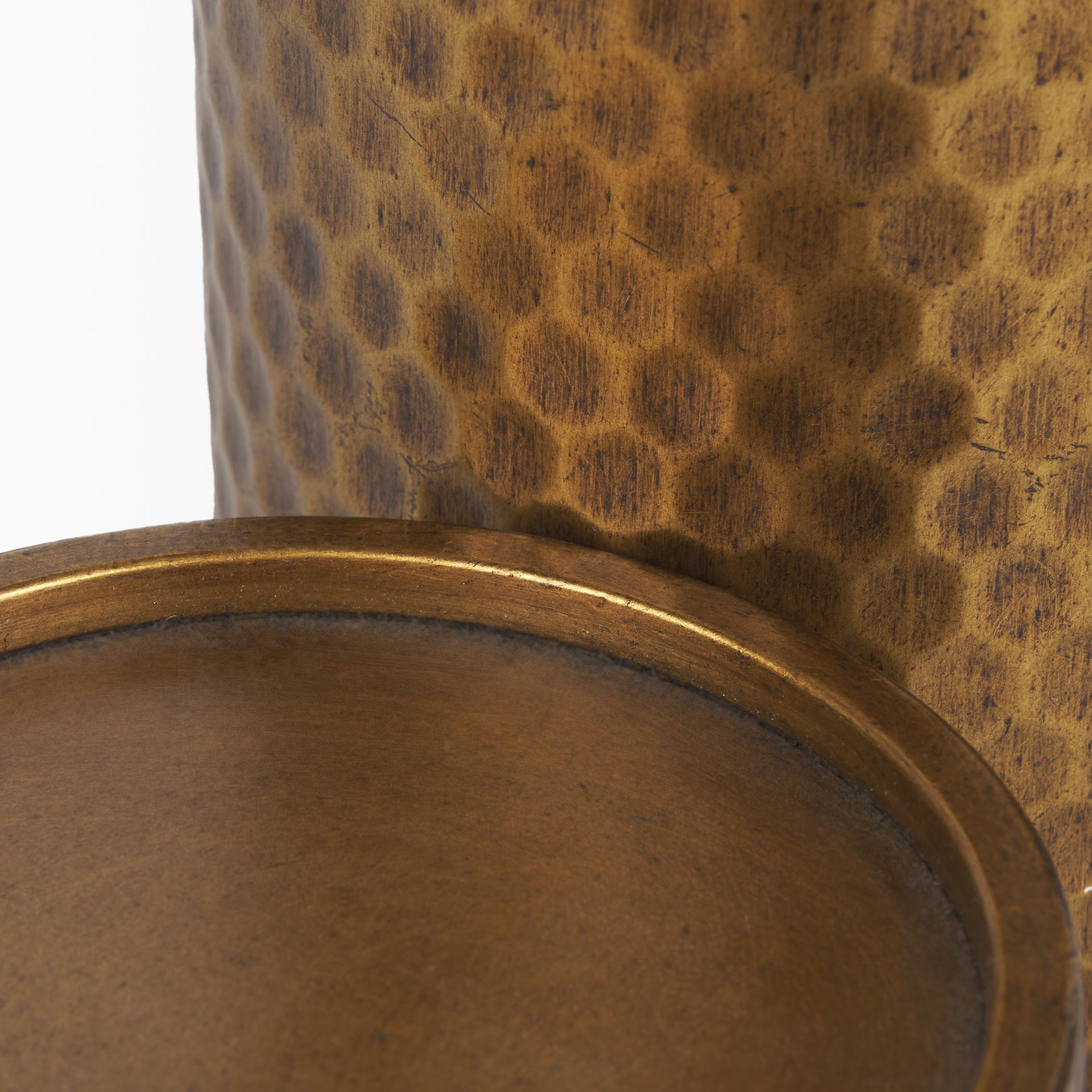 Gage Antiqued Gold Honeycomb Textured Metal Candle Holder (Set of 2) large image 