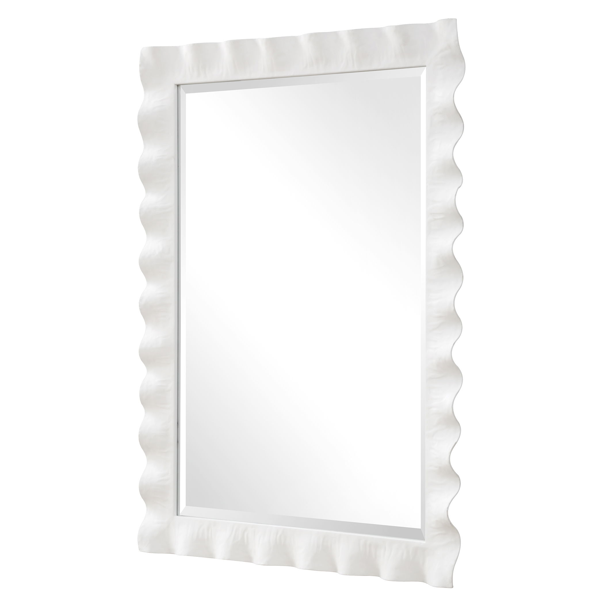 Haya White Scalloped Mirror large image 