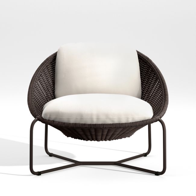 Online Designer Patio Morocco Graphite Oval Outdoor Lounge Chair with White Cushion